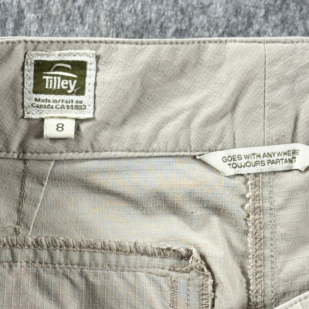 Vintage Tilley Hiking Cargo Pants Women's Sz 8 Tan Khaki Made in Canada Straight - Picture 9 of 14